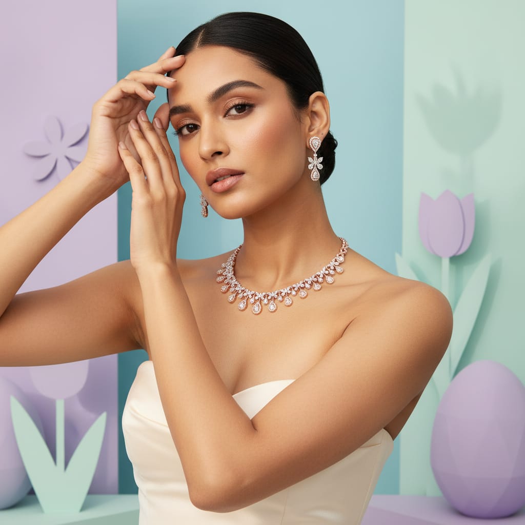 Ethereal Diamond Shine Necklace Set - 4