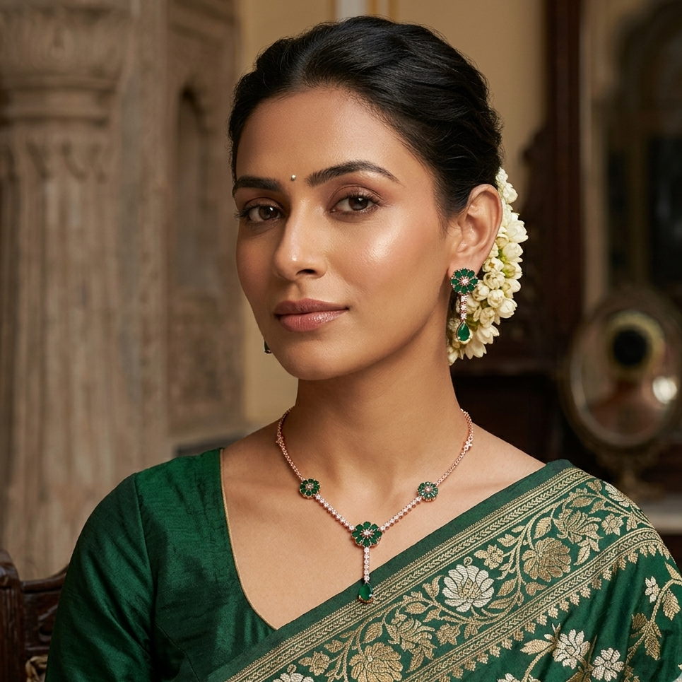 Regal Diamond Aura Necklace Set - 4