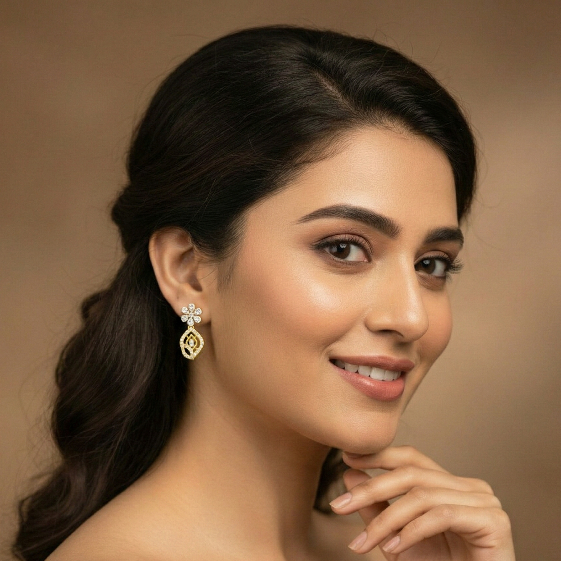 Designer Diamond Drop Dangler Earrings - 3
