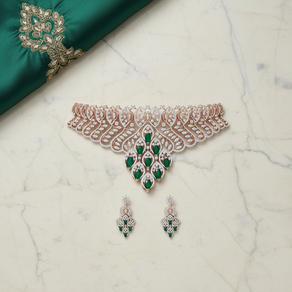 Brilliant Diamond Wedding Necklace Set