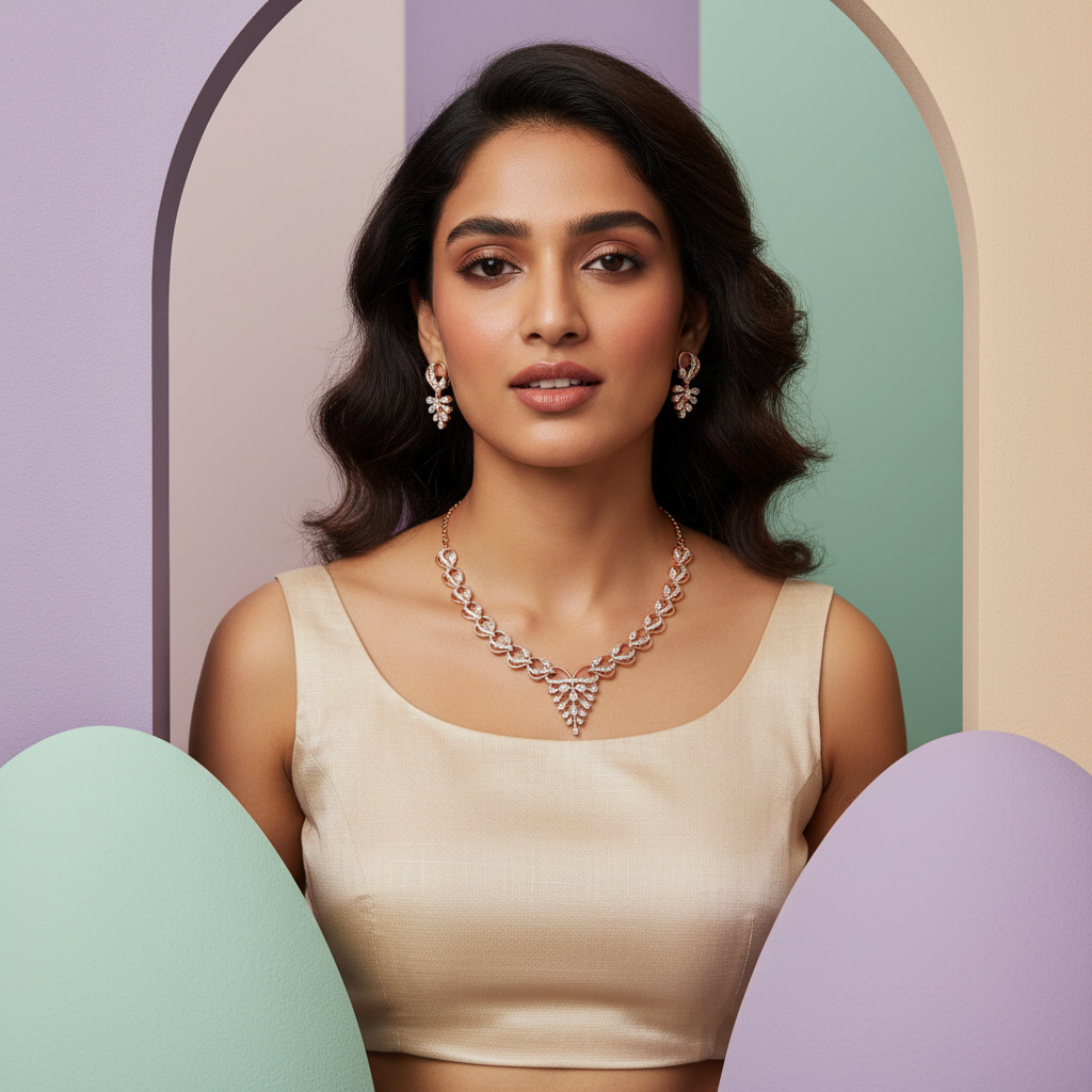 Regal Diamond Shine Necklace Set - 3