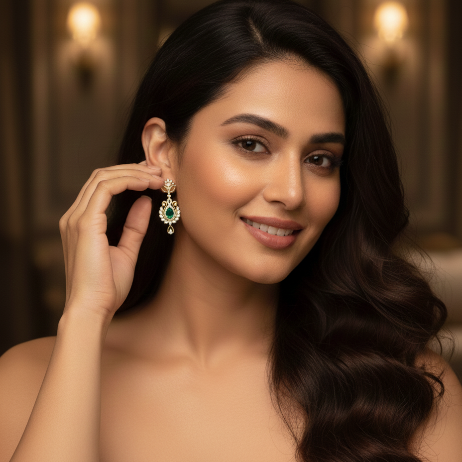 Elegant Long Diamond Dangle Earrings - 3