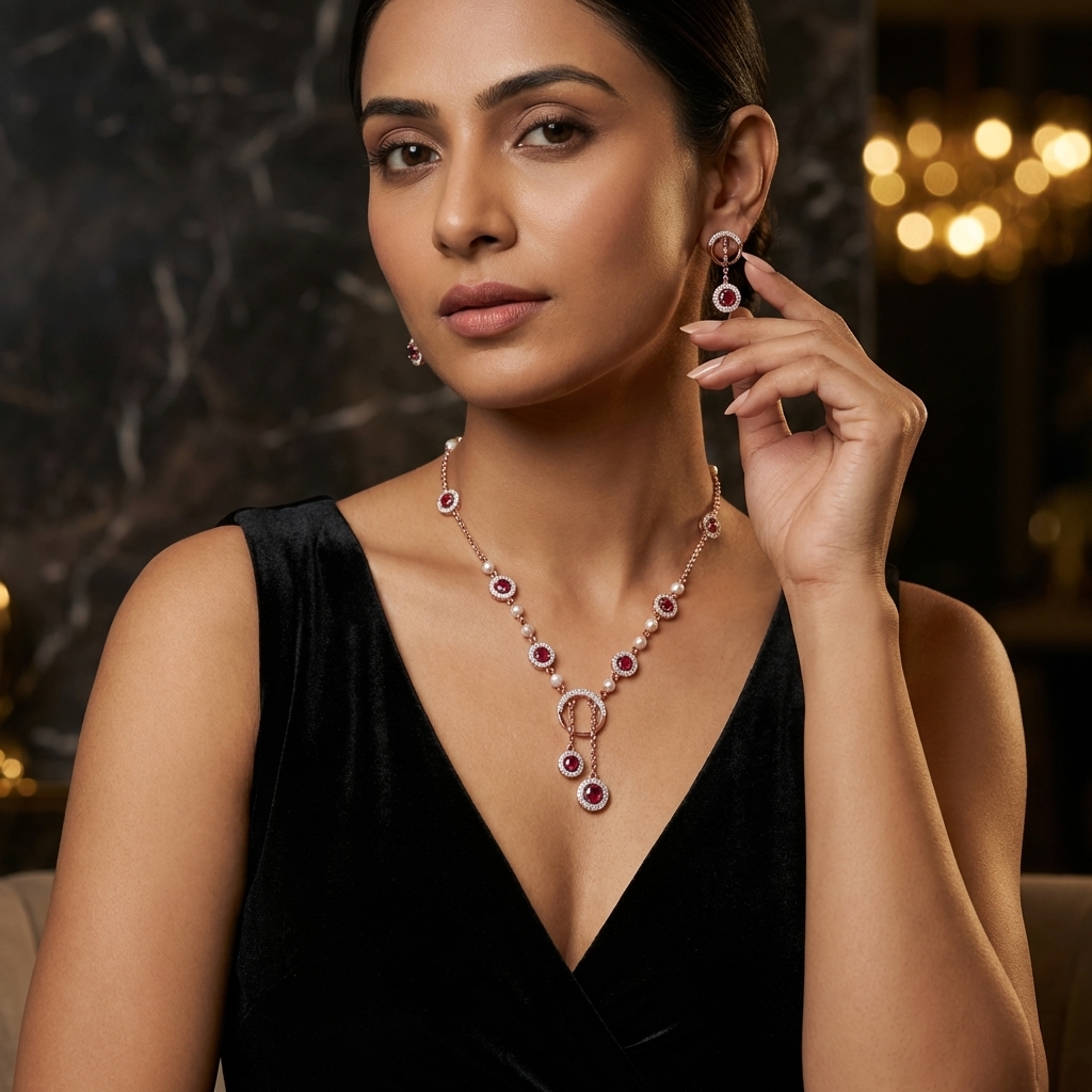 Premium Diamond Charm Necklace Set