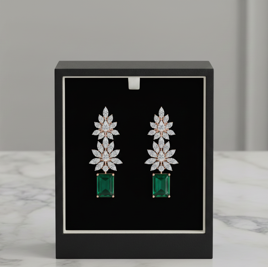 Elegant Evening Diamond Dangler Earrings