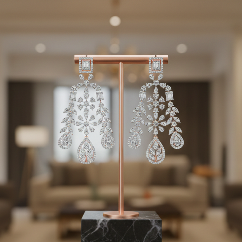 Sylvara Shine Diamond Danglers - 3