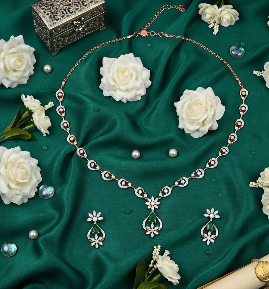 Gleam Bride Diamond Necklace with Fashion Earrings - 3