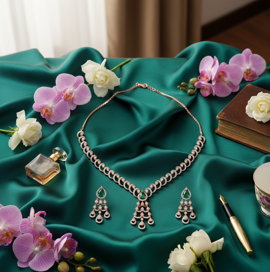 Harmony Glow Diamond Necklace with Earrings - 3