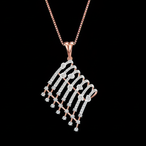 Sparkling diamond statement bar pendant.