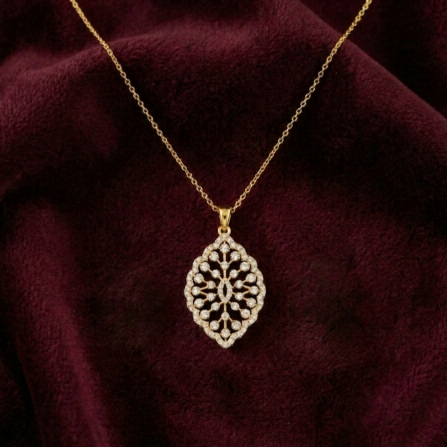 Diamond Floral Halo Pendant - 3