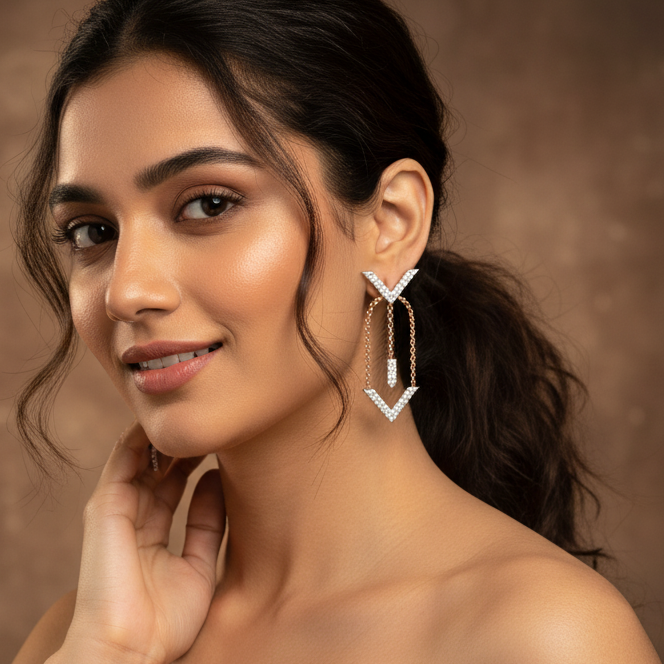 Glimmer Arc Diamond Drop Earrings - 3