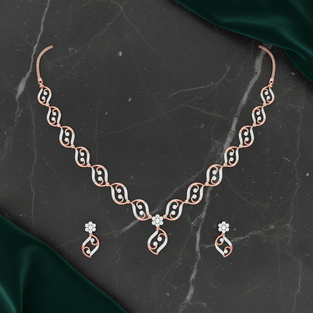 Glittering Diamond Radiance Necklace Set