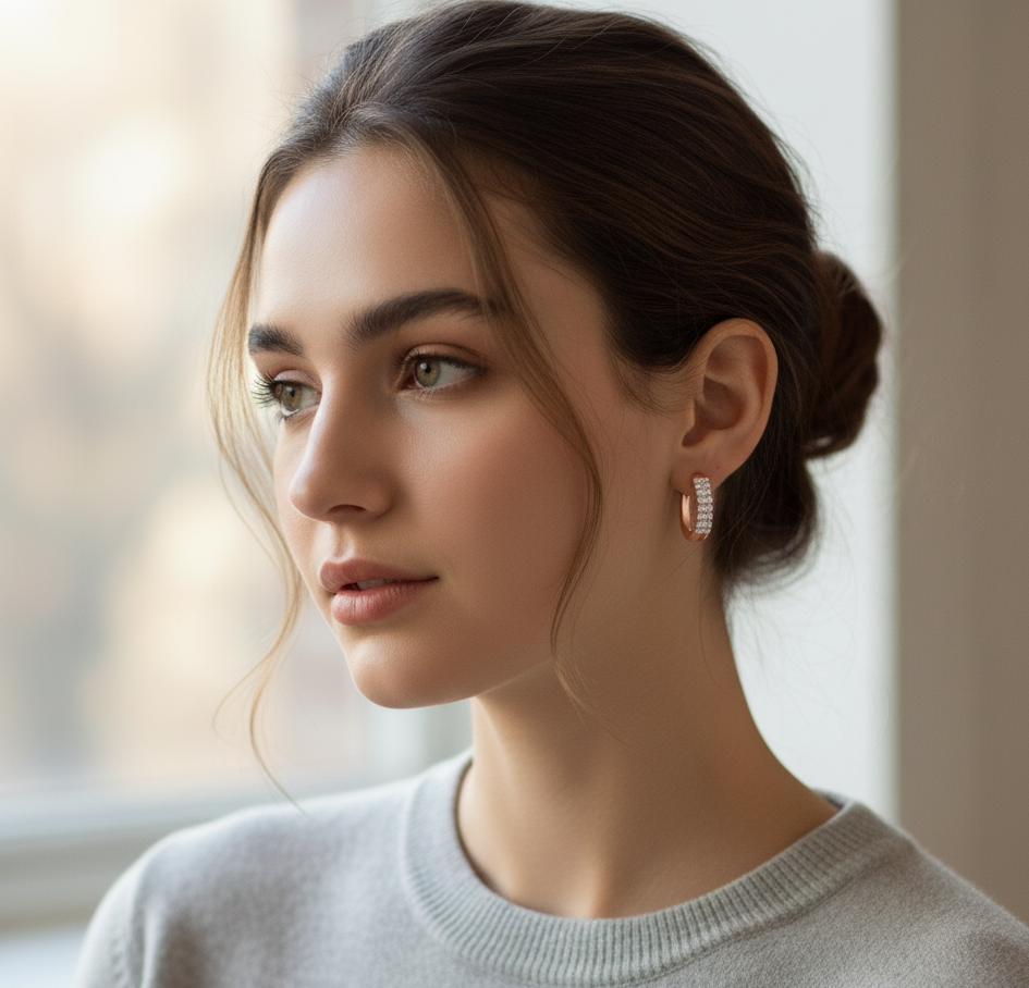 Modern Glow Diamond Bali Earrings for Events