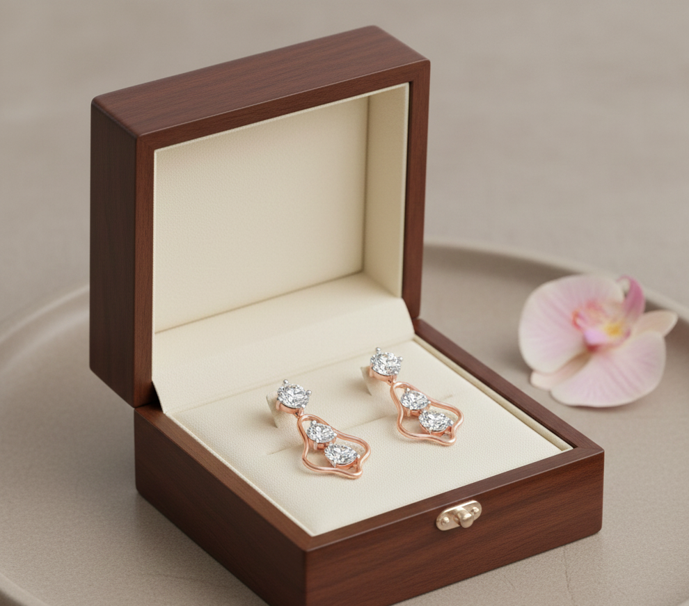 Polished Diamond Stud Earrings