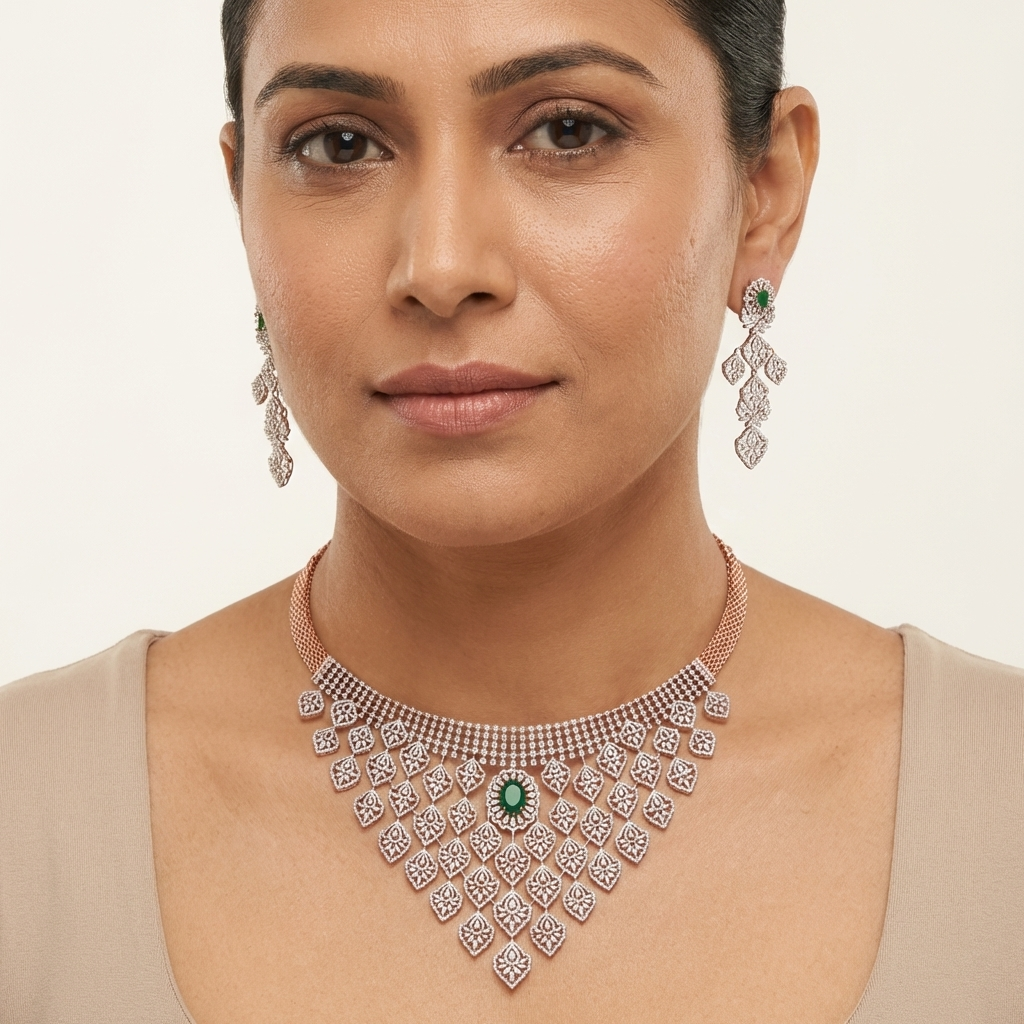 Bridal Royalty Diamond Necklace Set - 3