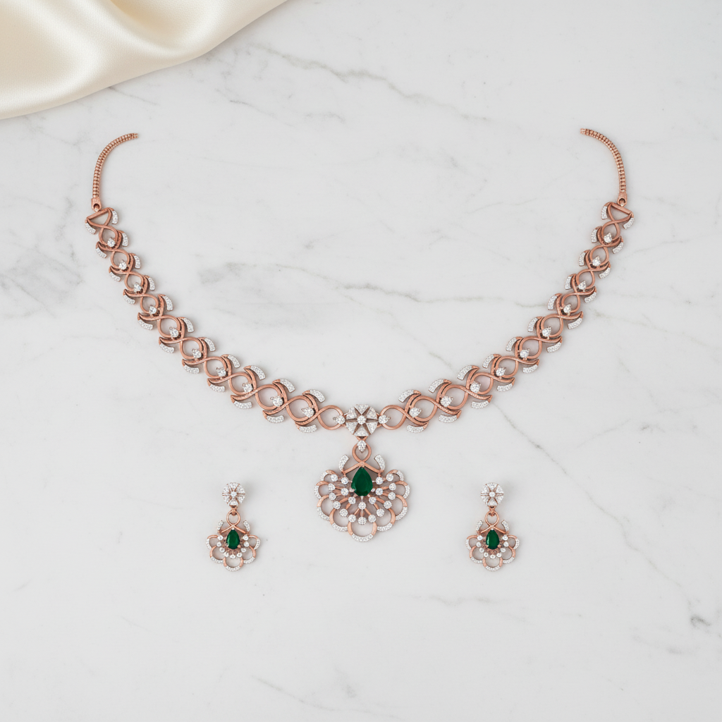 Shimmering Diamond Dazzle Necklace Set
