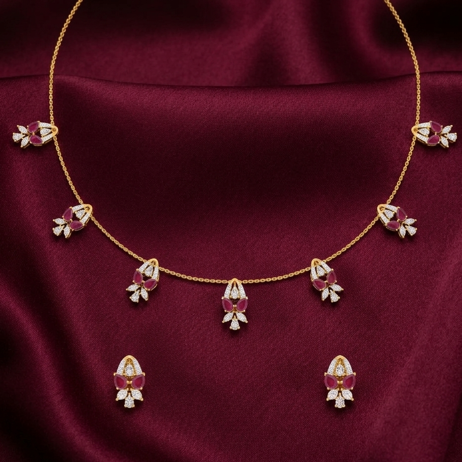 Elegant Diamond Glow Necklace Set