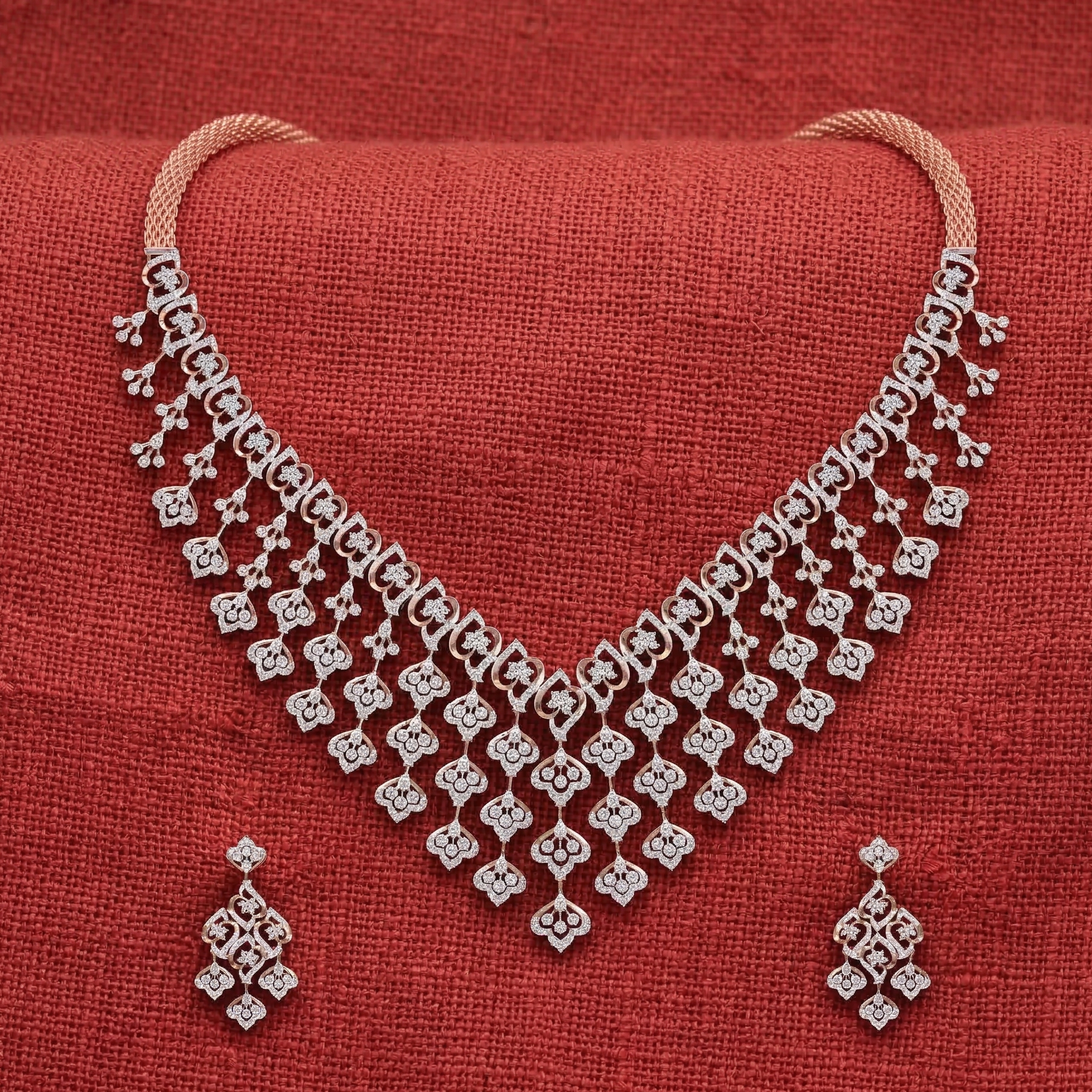 Dazzling Diamond Wedding Necklace Ensemble