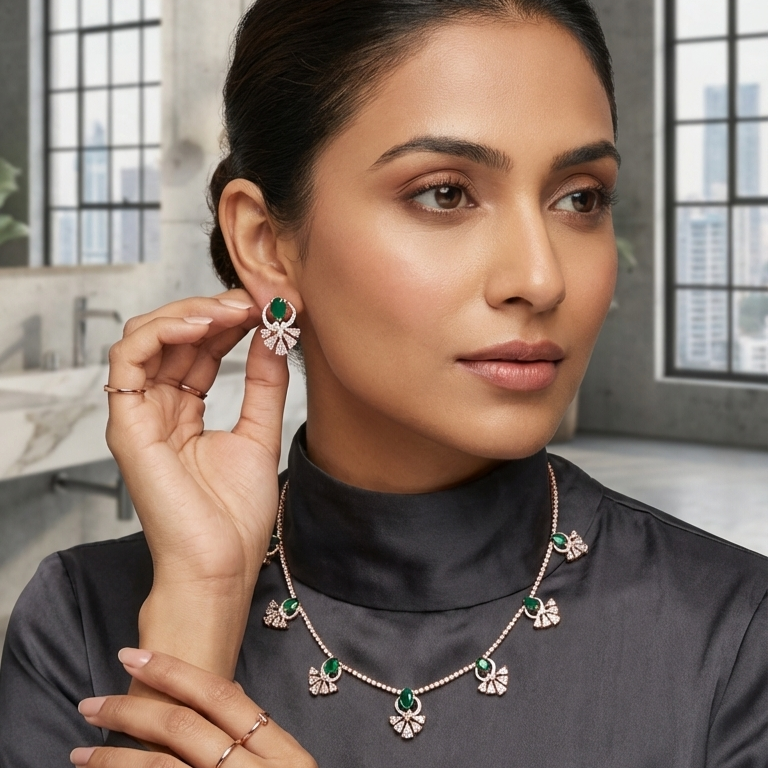 Modern Diamond Classic Necklace Set