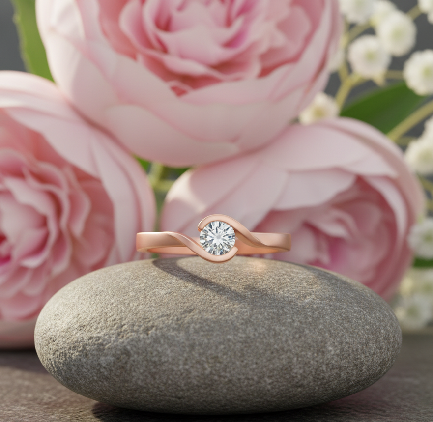 Serene Swirl Solitaire Ring
