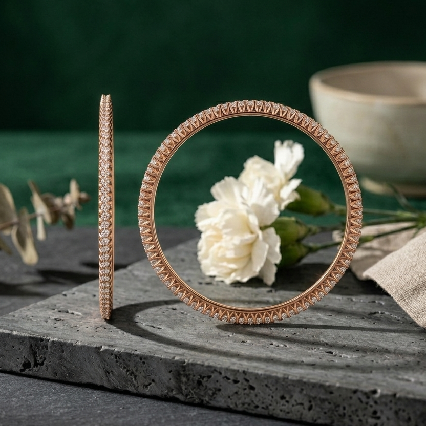Elegant Openwork Diamond Bangles