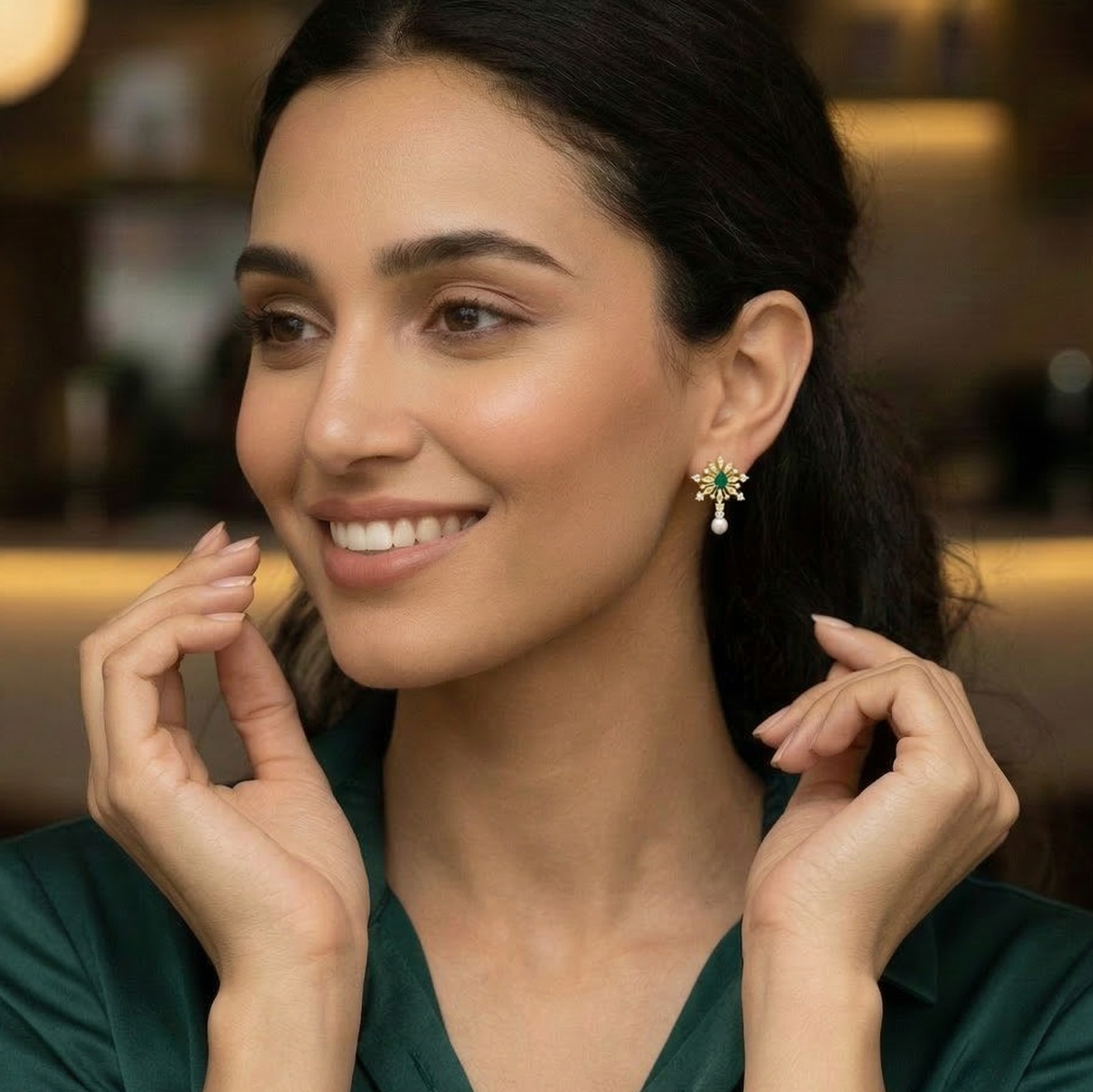 Party Wear Diamond Dangle Earrings
