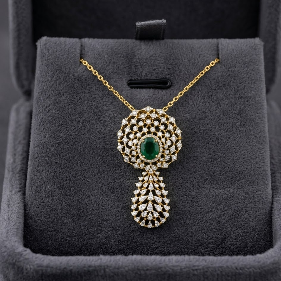 Diamond Crystal Fern Pendant