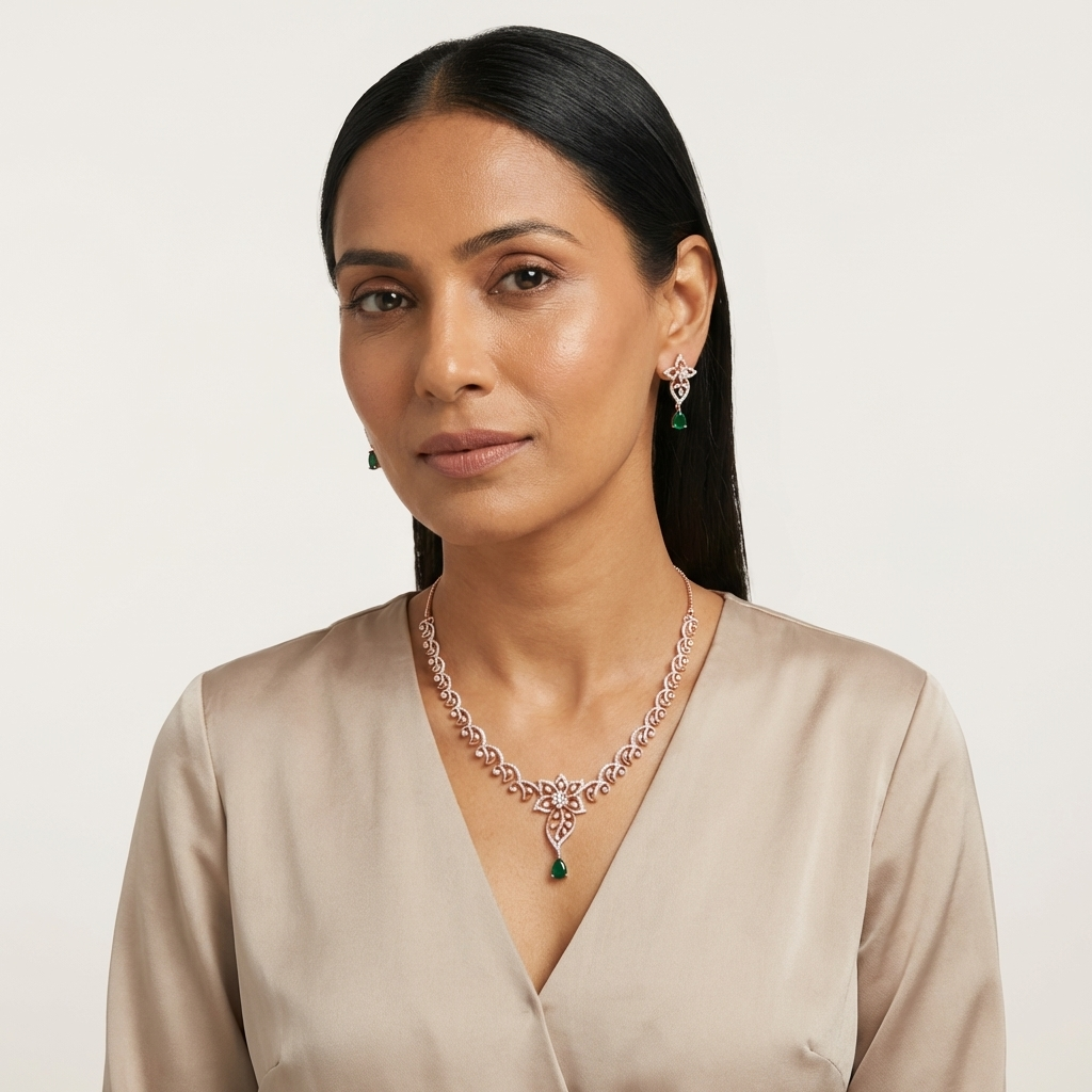 Classic Diamond Charm Necklace Set - 4