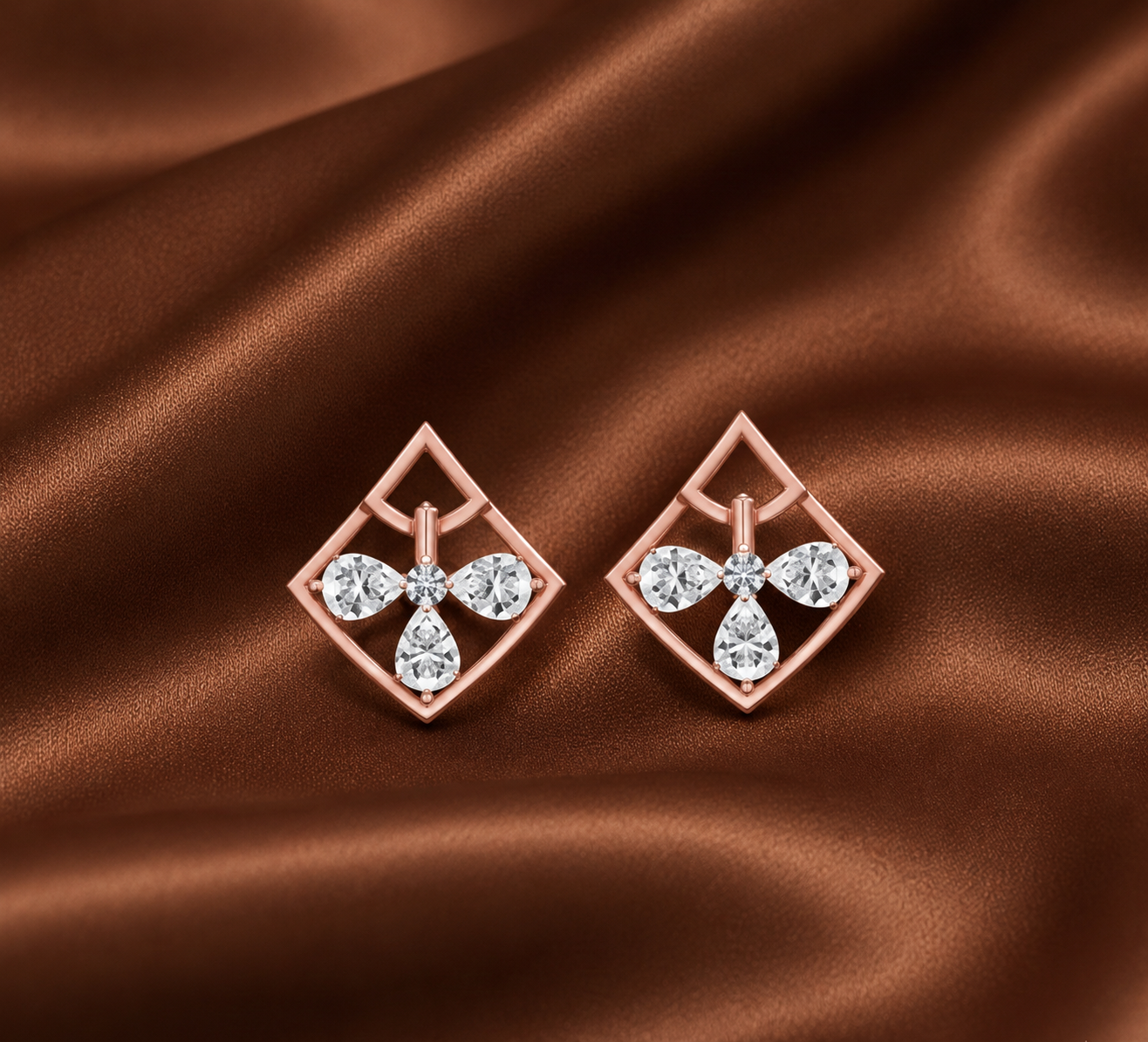 Modern Elegant Diamond Stud Earrings