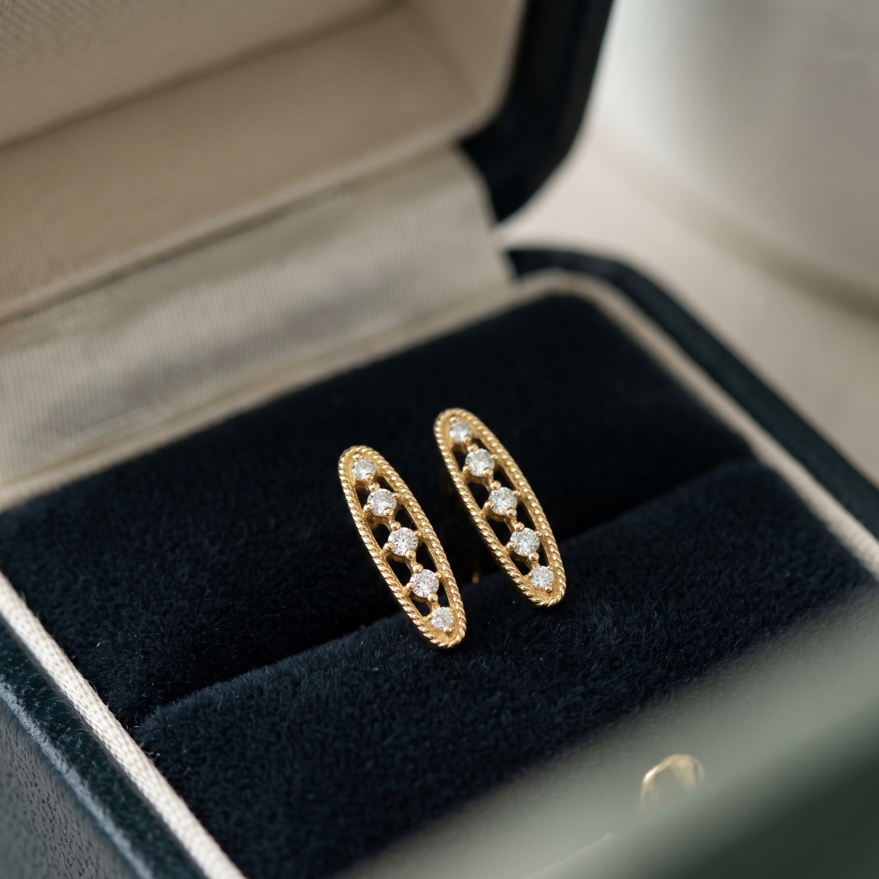 Contemporary Square Diamond Stud Earrings