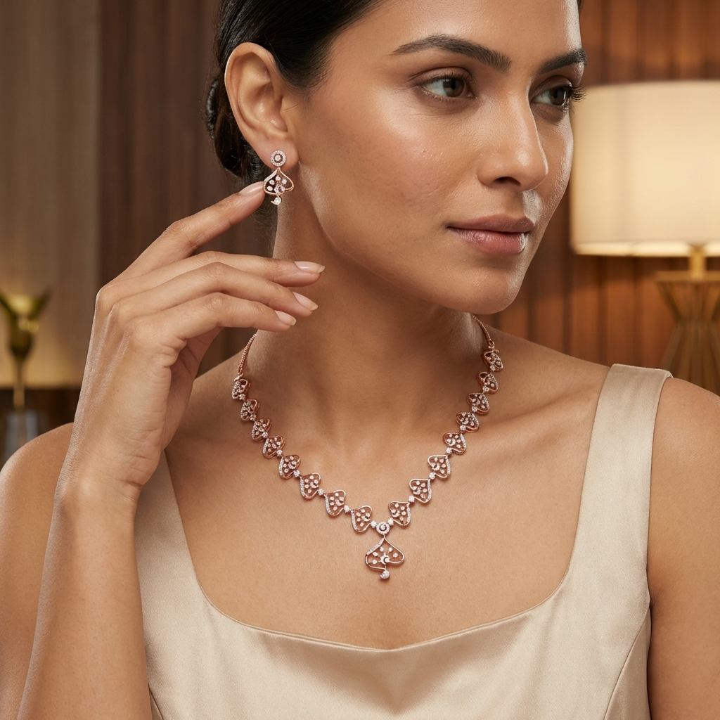 Glittering Diamond Luxe Necklace Set - 4