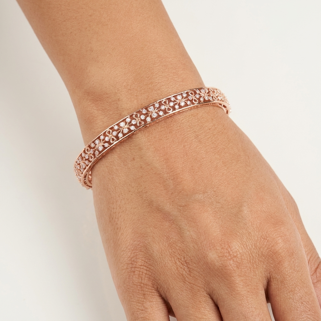 Rose Gold Diamond Bangles - 3