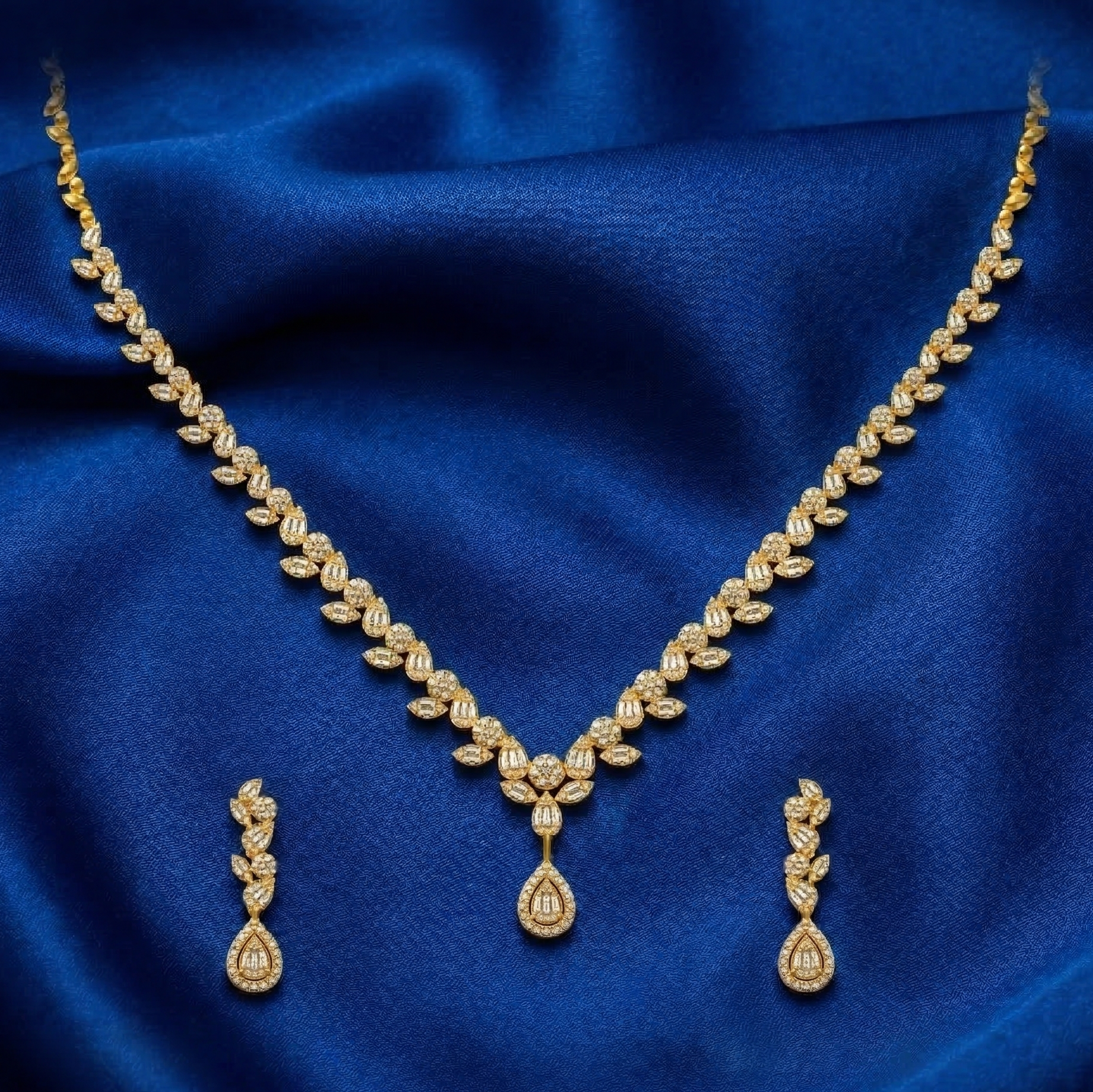Royal Diamond Charm Necklace Set