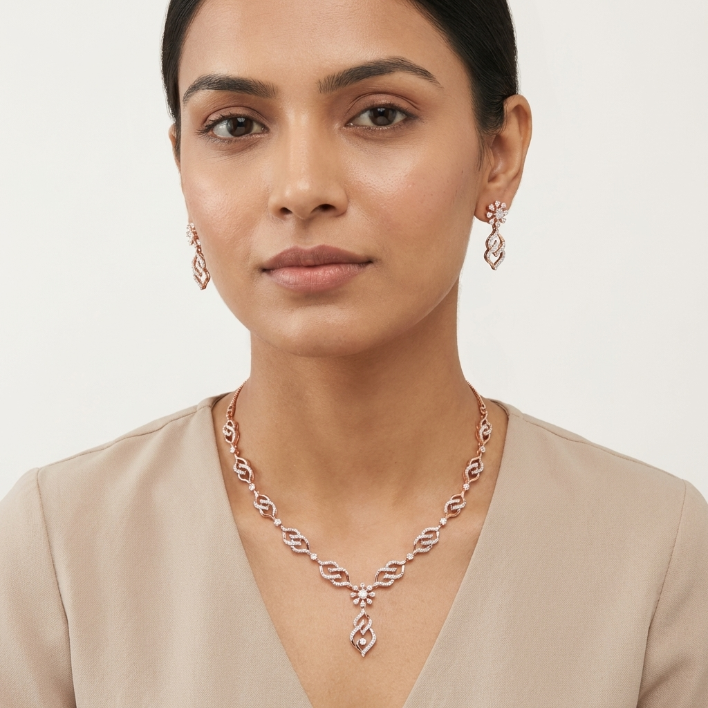 Glittering Diamond Aura Necklace Set