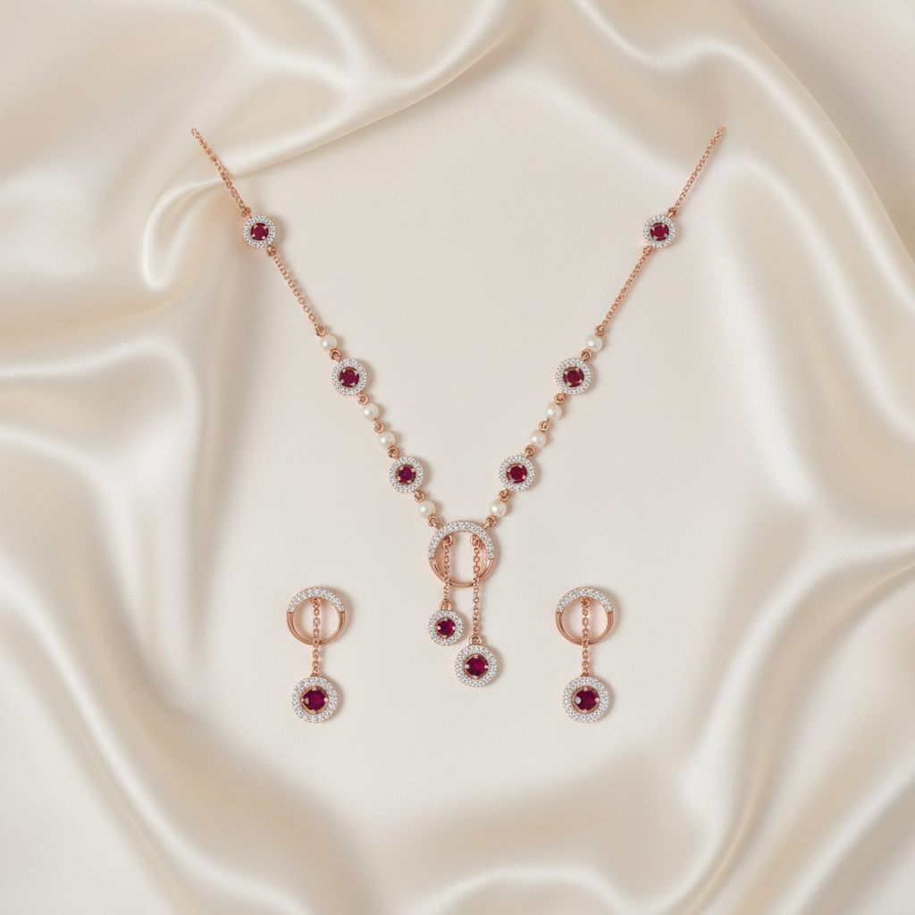 Premium Diamond Charm Necklace Set