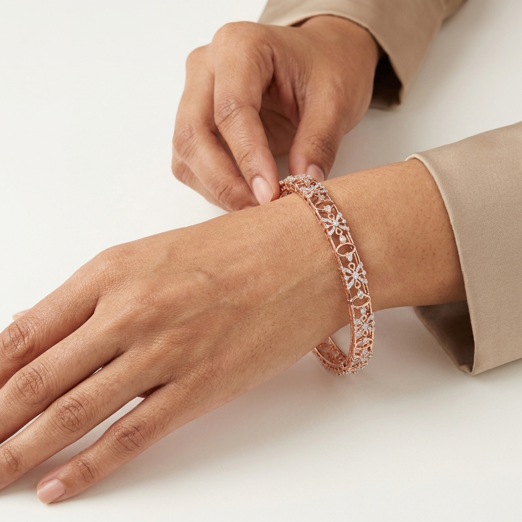 Classic Gold Diamond Bangles - 3