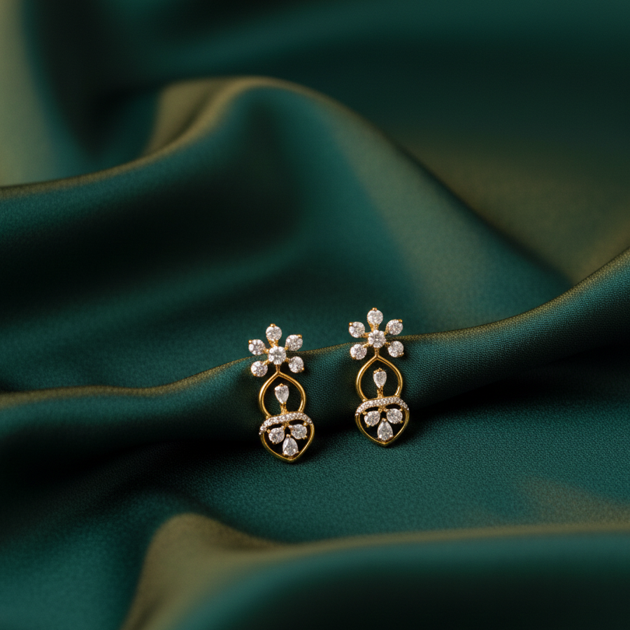 Elegant Diamond Stud Earrings with Secure Back