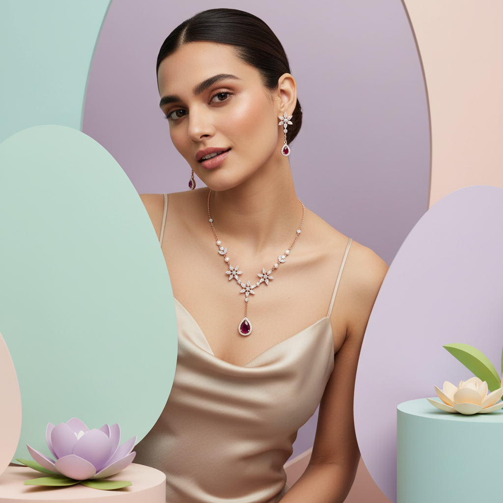 Premium Diamond Classic Necklace Set - 3