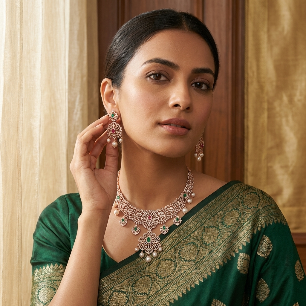 Sparkling Diamond Aura Necklace Set