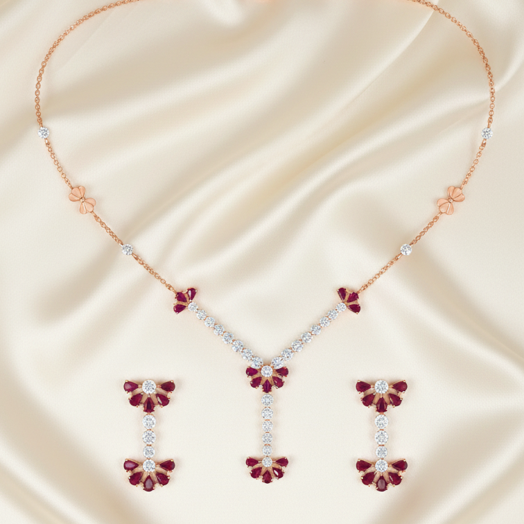 Modern Diamond Dazzle Necklace Set