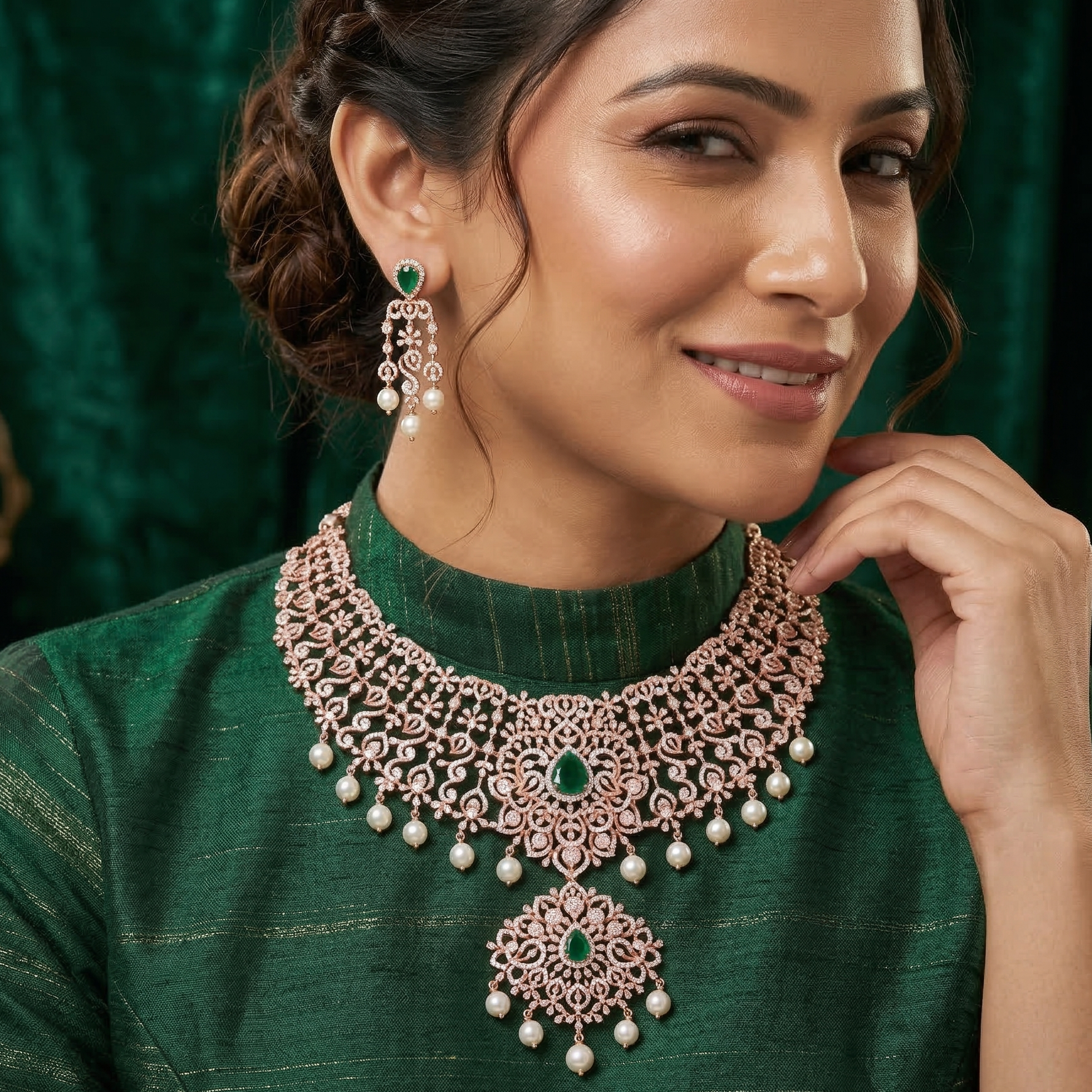 Sparkling Diamond Wedding Jewellery Set - 3