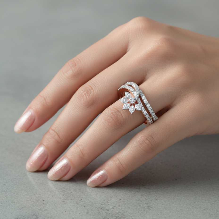 Luxe Halo Crown Diamond Ring