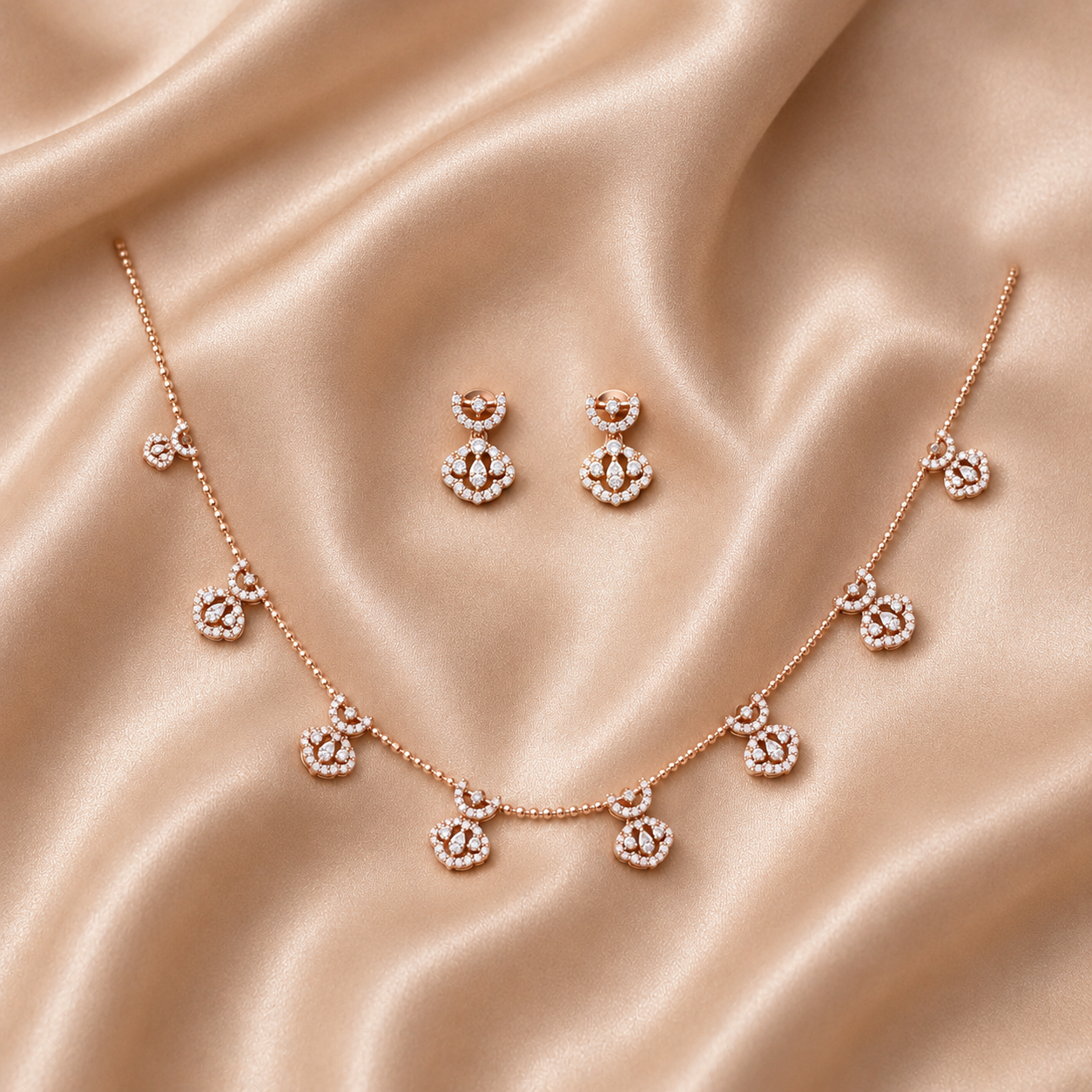Modern Diamond Shine Necklace Set