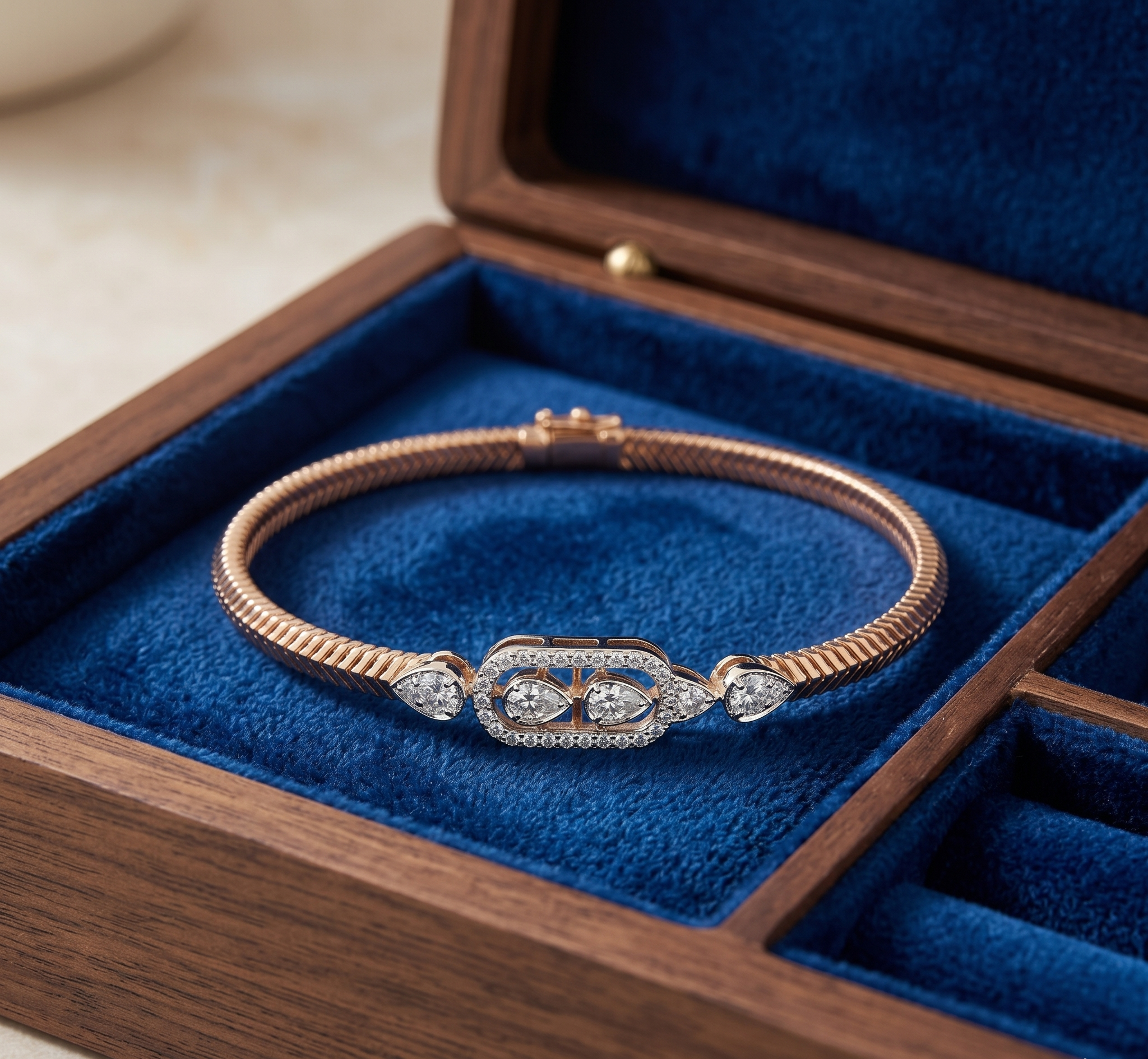 Diamond Open Cuff Bracelet - 3