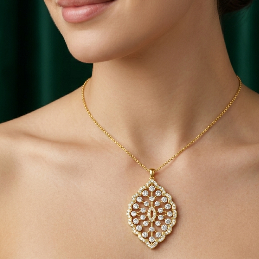 Diamond Floral Halo Pendant