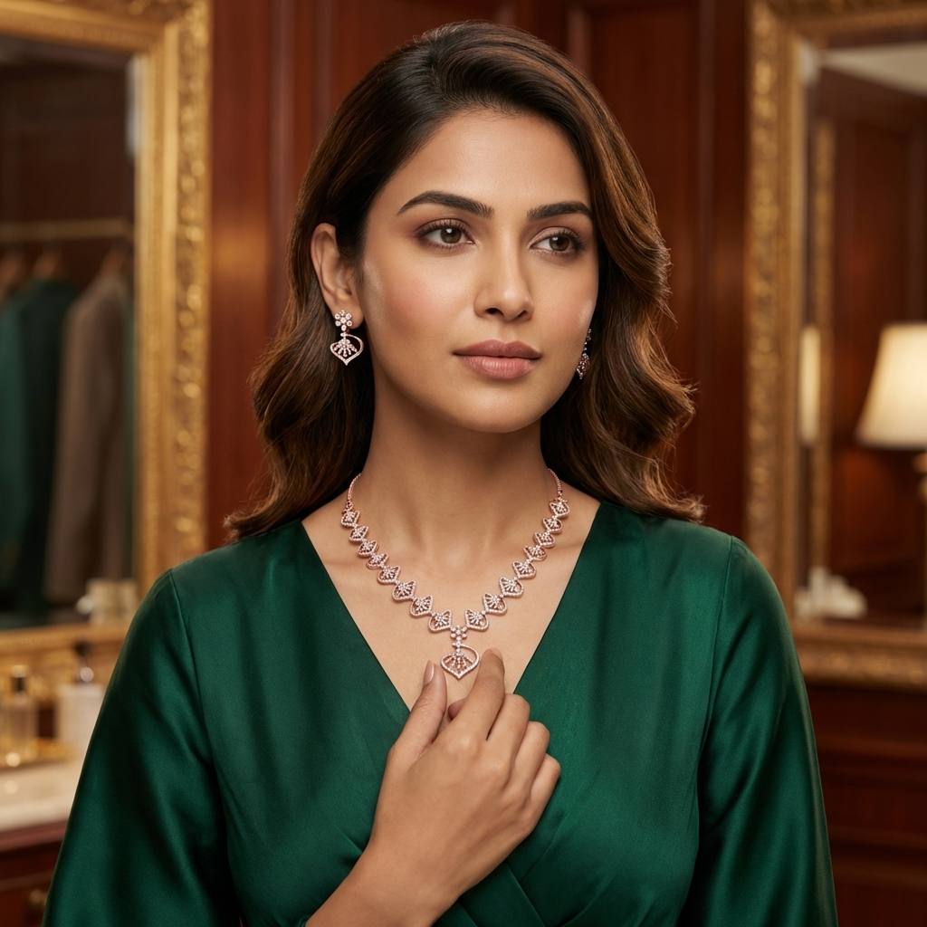 Sparkling Diamond Luxe Necklace Set - 3
