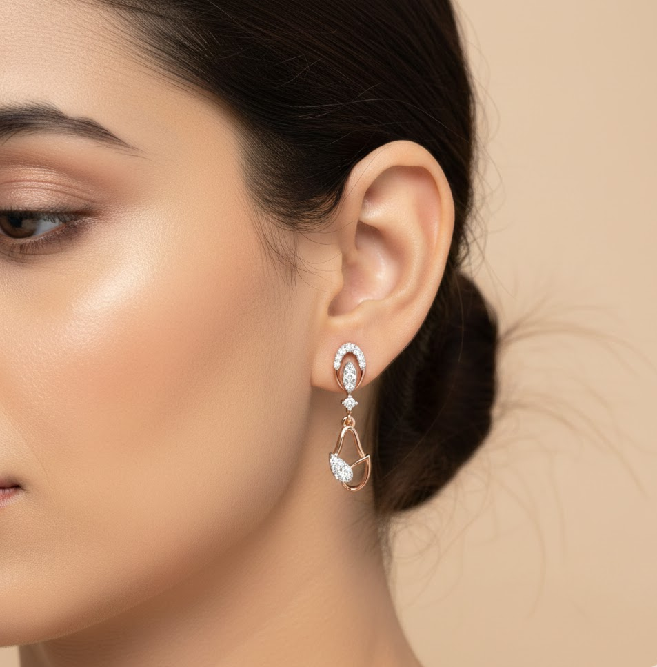 Celestique Radiant Diamond Drop Earrings