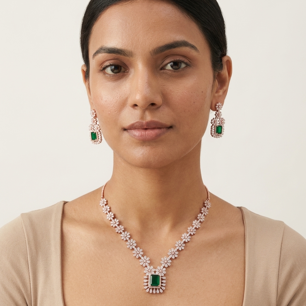 Premium Diamond Dazzle Necklace Set - 4