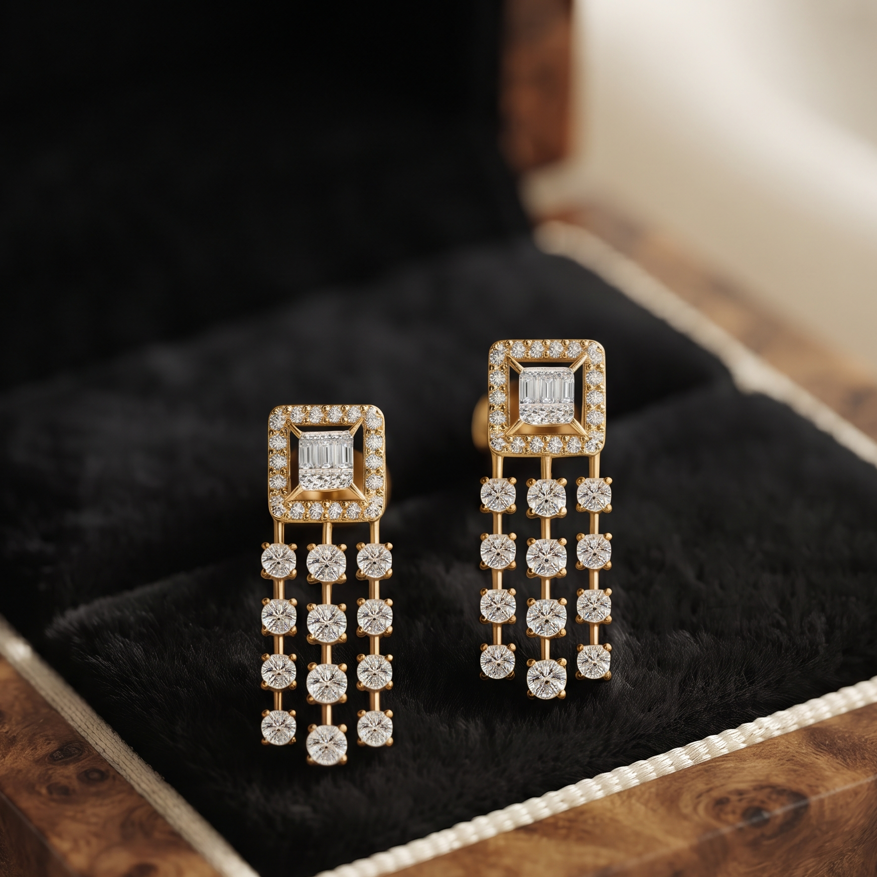 Royal Elegance Diamond Drop Earrings