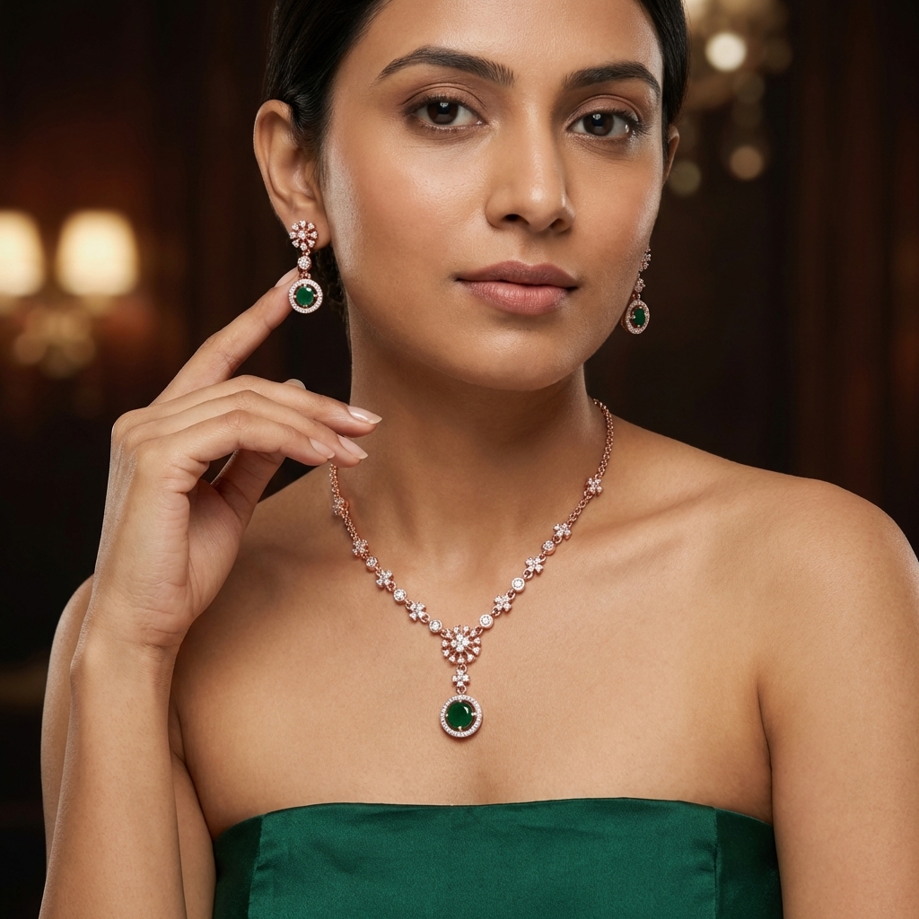 Premium Diamond Aura Necklace Set - 4