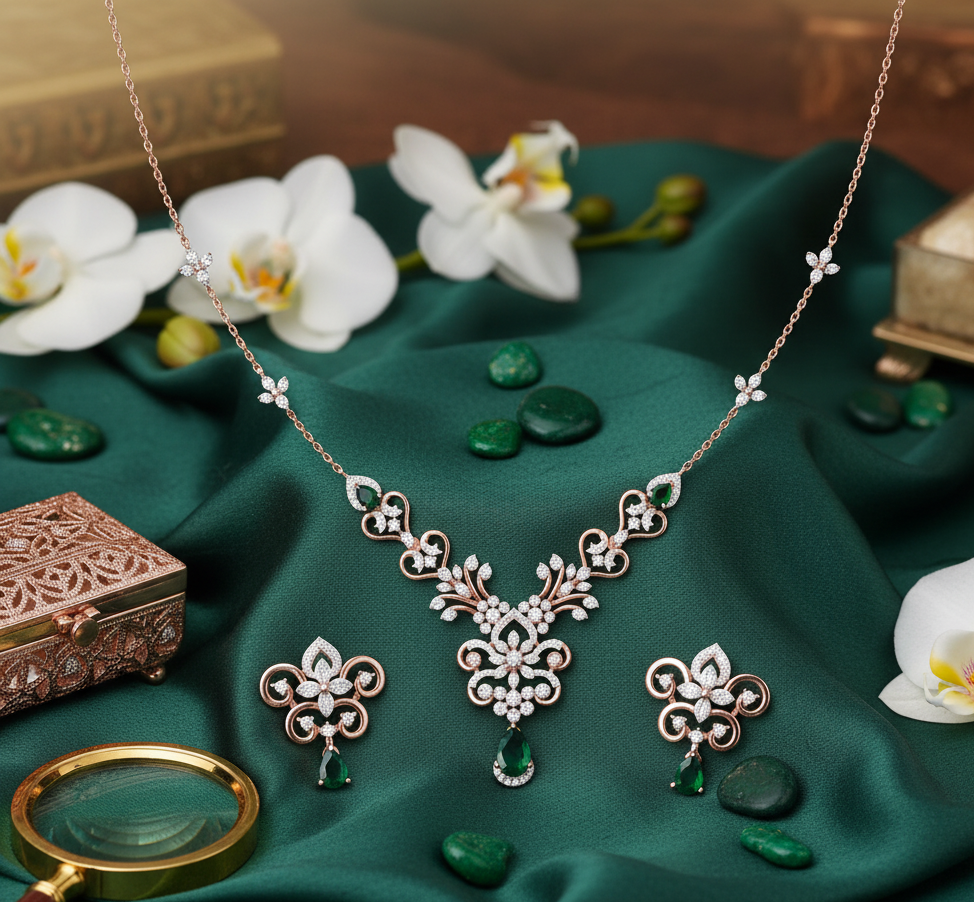 Bridal Radiance Diamond Necklace with Fine Earrings - 3